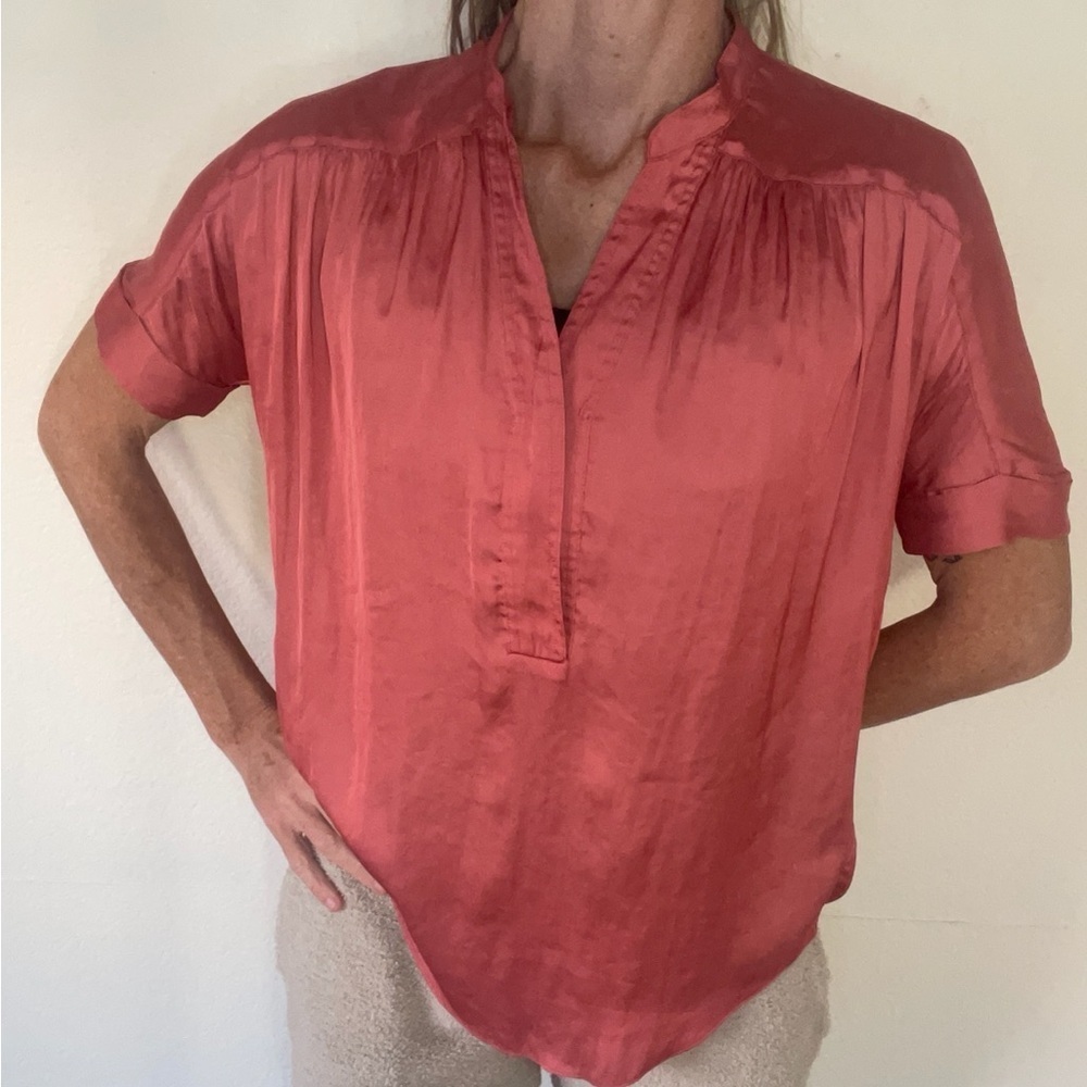 NIC+ZOE Satin Coral Blouse - Picture 6 of 9